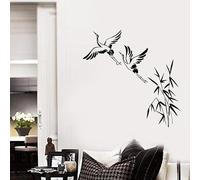 Cranes Birds Vinyl Wall Decal Bamboo Asian Style Room Decor Stickers Mural Home Decoration Murals 105x105cm