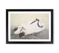 Cranes by Kansetsu Hashimoto Framed Print | A2 Black Framed Wall Art | Ready to Hang | Modern Animal Picture | Living Room Bedroom Lounge Office