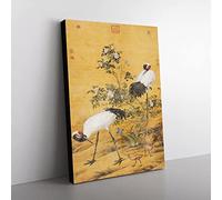 Cranes By Lang Shining Asian Japanese Canvas Wall Art Print Ready to Hang, Framed Picture for Living Room Bedroom Home Office Décor, 76x50 cm (30x20 Inch)