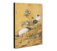 Cranes By Lang Shining Asian Japanese Canvas Wall Art Print Ready to Hang, Framed Picture for Living Room Bedroom Home Office Décor, 24x16 Inch (60x40 cm)