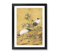 Cranes By Lang Shining Asian Japanese Framed Wall Art Print, Ready to Hang Picture for Living Room Bedroom Home Office Décor, Black A3 (34 x 46 cm)