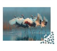 Cranes Dance Gracefully in The Wetlands,Rätsel Für Erwachsene 1000pcs (75x50cm),Herausforderungsspiele