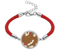 Cranes Flowers Pattern Geometry Lucky Red String Bracelet Rope Bracelet Handmade