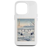 Cranes In A Snowy Marsh Mount Fuji and Rising Sun Ukiyo-e Case for iPhone 13 Pro