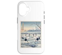 Cranes In A Snowy Marsh Mount Fuji and Rising Sun Ukiyo-e Case for iPhone 16