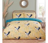 Cranes Polyester Reversible Duvet Cover Set with Pillowcase Rapport Home Orange King