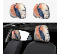 Cranes Under The Setting Sun Head Rest Cover Car Accessories, 2 Pcs Car Seat Headrest Cover, Washable Headrest Protector Universal Fit To All Car Suvs Truck Van Vehicles Auto
