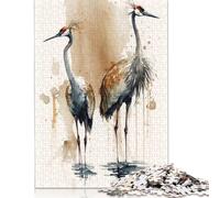 Cranes Watercolor Animal Puzzles 300 Piece Wooden Puzzle for Adults And Teenager Educational Game for Adult Teenagers 1000pcs (75x50cm)
