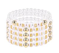 Cranight 5 Pcs Team Bracelet Pearl Beaded, Bride to Be Jewelry, Hen do Party Decorations, Bridesmaid Team Bride Gift, Bridal Shower Favor, Wedding Accessory