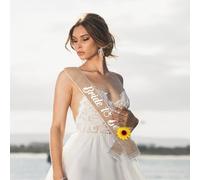 Cranight Bride to Be Sash, Sunflower Linen Bride Sash,Hen Party Decoration for Bridal Shower, Hen Bachelorette Wedding Party Accessories (Sash)