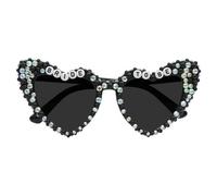 Cranight Bride To Be Sunglasses Faux Pearl Embellished Heart Shaped Sunglasses Bachelorette Hen Do Party Accessories Decorations (Black)