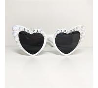 Cranight Bride To Be Sunglasses Faux Pearl Embellished White Heart Shaped Sunglasses Bachelorette Hen Do Party Accessories Decorations