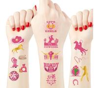 Cranight Cowgirl Temporary Tattoos -69 Styles, Western Rodeo Birthday Party Decorations,Lets Go Girls Party Décor,Giddy Up Disco Cowgirl Party Favors