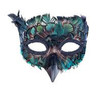 Cranight Masquerade Mask for Women and Man, Black Feather Raven Masquerade Mask, Venetian Halloween Cosplay Costume Accessory,Crow Mask