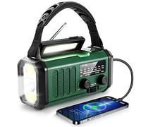 Crank Radio 10000mAh - Emergency, Sun, Weather NOAA/AM/FM, USB-C Charging, Dynamo, Polymer Battery, LED Flashlight, Reading Light, SOS Alarm, Compass
