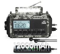 Crank Radio, Emergency Radio, AM/FM/SW Radio, 5 Way Solar Crank with World Receiver, as Flashlight Charger, Reading Lamp, for Outdoor, Camping, Emergency