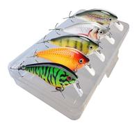 Crankbait Wobbler Set for Pike, Perch & Zander, Artificial Bait Set for Spin Fishing, 13 g, 7.5 cm Floating, Set of 5 Fishing Lures in Various Decorations, Pike Bait, Perch Bait, Zander Bait