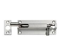 Cranked Barrel Surface Mounted Door Bolt Lock 100 x 38mm Satin Stainless Steel Loops Metallics One Size