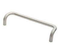 Cranked Door Pull Handle 19mm Dia 300mm Fixing Centres Satin Steel