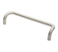 Cranked Door Pull Handle 19mm Dia 300mm Fixing Centres Satin Steel Loops Metallics One Size
