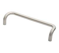 Cranked Door Pull Handle - 19mm Dia - 300mm Fixing Centres - Satin Steel | Tubular Design Pull Handle - Suitable for Lightweight Internal Doors - Cabinet, Wardrobe, Cupboard Door Handle