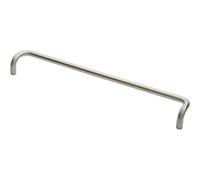 Cranked Door Pull Handle 19mm Dia 600mm Fixing Centres Satin Steel