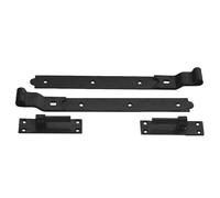 Cranked Hook and Band Gate Hinges, Epoxy Black 8" - 36" Heavy-Duty Garage Door Hinge, Pair Steel Strap Hinges (14")