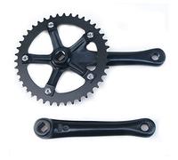 Crankset 44T 130BCD Folding Bike Crankset 165mm Single Speed Aluminum Square Taper Hole Fixed Gear Bicycle Crank Set Chain Ring(44T BLACK)