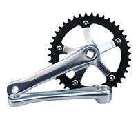 Crankset 44T 130BCD Folding Bike Crankset 165mm Single Speed Aluminum Square Taper Hole Fixed Gear Bicycle Crank Set Chain Ring(44T SILVER)