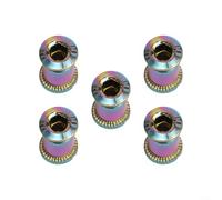 Crankset Bolts for Bicycles, 5-Pack M8 Thread Steel Chainring Screws with PVC Electroplated Color Finish, Non-Slip Tooth Design, Mountain Bike Use(L)