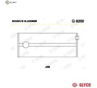 CRANKSHAFT BEARING H1161/5 0.25mm +0.25mm FOR 03/07/38/54/81/90/1NR2 2.2L 4cyl