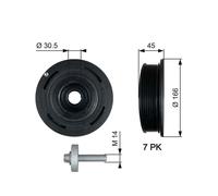 Crankshaft Belt Pulley Fits Nissan Opel Renault Vauxhall GATES TVD1054A