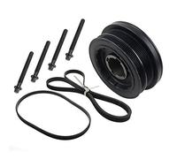 Crankshaft Pulley Kit with 4*Bolts+2*Belts Replacement for 3er E46 E90 E91 E92 5er E60 E61 6er E63 E64 X3 E83 X5 E70 X6 E71 11237788611 11237793593 GELUOXI