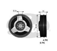 Crankshaft Pulley TVD1030 GATES for AUDI VW SKODA