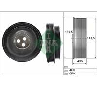Crankshaft Pulley (TVD) fits FORD TRANSIT CUSTOM V362 TDCi 2.2D 2012 on INA New