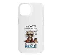 Cranky Cat Coffee No Miracles Morning Humor Case for iPhone 14