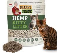 Cranky Frank Hemp Cat Litter Pellets for Sifting Litterbox, Low-Dust, Low-Tracking, Super-Absorbent Kitty Litter Feat. Long-Term Odor Control, 15 lb.