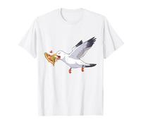 Cranky Seagull Funny Shirt Beach Birds Stealing Pizza Summer T-Shirt