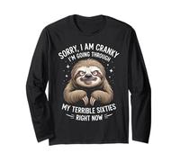 Cranky Terrible Sixties Aging Sloth Funny Humor Sarcatic Long Sleeve T-Shirt