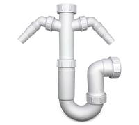 CranPlas CP113 | 40mm (1½″) P Trap with Twin Spigot 100mm Seal | Compression Fit High Flow Waste Trap with Deep Water Seal for Kitchen & Utility Sink | Dishwasher/Washing Machine Compatible