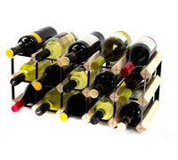 Cranville wine rack storage 15 bottle Pine wood and black metal assembled