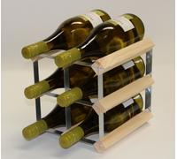 Classic 6 bottle pine wood and galvanised metal wine rack ready assembled