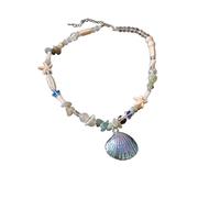 Craoopii Acrylic Boho Hippie Small Shell Starfish Stone Beaded Necklace Jewelry for Women & Men