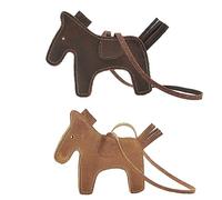 Craoopii Cute Horse Keychain,Handmade Genuine Leather Tassel Pony Keychain Fashion Bag Accessories for Women, 2 Count, 4.52" × 0.19" × 3.66"