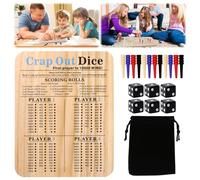 Crap Out Dice Game Fun Scoreboard, Farkle Dice Game with Tray, Crap Out Dice Board Score Sheet, Dice Game Fun Scoreboard, Wooden Dice Game Fun Scoreboard for Home Party Game Friend Games (14 In)