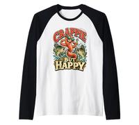 Crappie But Happy Fishing Angler Humor Fisherman Funny Raglan Baseball Tee
