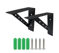 Crapyt 6" x 6" Shelf Brackets, Black Stainless Steel Shelf Support Triangle Angle Angle Brackets for Bookshelves, Store Exhibition Stands and Garages, 2 Pcs