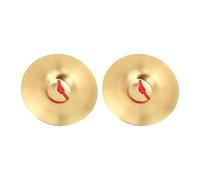 Crash Cymbal, 2PCS 5.79in Hand Drum Cymbals Set Brass Percussion Instrument, Hand Cymbals for Traditional Instrument Music Prayer, Bright Sound with Red Lanyards, Yellow