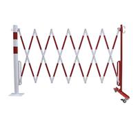 Crash Stop 70-55 Powder Coated Steel Expanding Barrier with Wheels and Post for Floor Mounting, Red/White, Ø 60mm, 25mm x 4mm, 3600mm Length, 1050mm Width