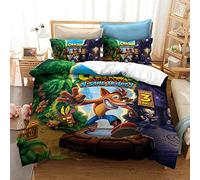Crash Team Racing Duvet Cover Set with Zipper 3 Piece Bedding Set with 2 Pillowcases 50x75cm (crash 01,Double(200x200cm))